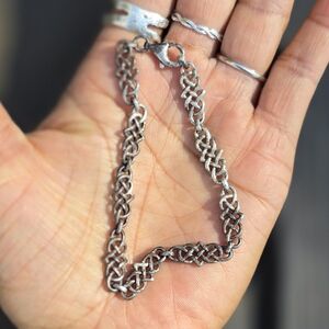 Vintage solid 925 sterling silver Celtic knot bracelet unisex chunky